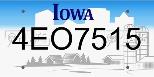 4EO7515 Iowa License Plate