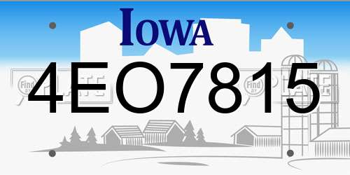 4EO7815 Iowa License Plate