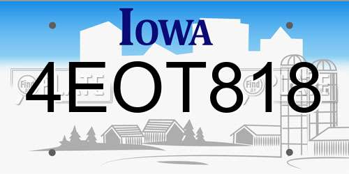 4EOT818 Iowa License Plate