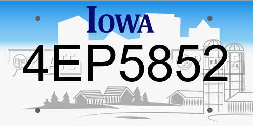 4EP5852 Iowa License Plate