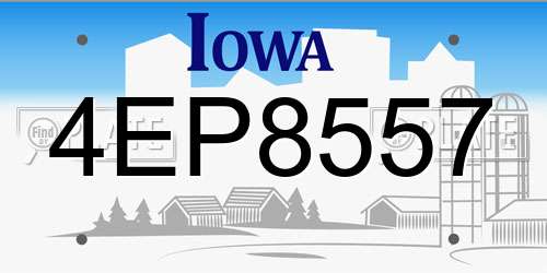 4EP8557 Iowa License Plate