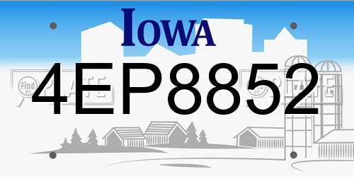 4EP8852 Iowa License Plate