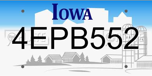 4EPB552 Iowa License Plate