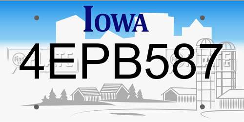 4EPB587 Iowa License Plate