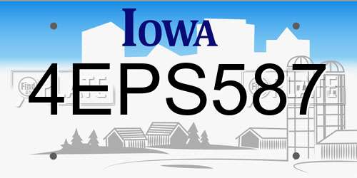 4EPS587 Iowa License Plate