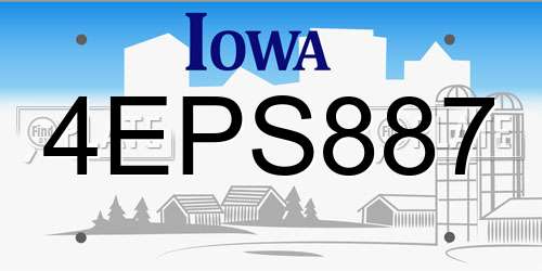 4EPS887 Iowa License Plate