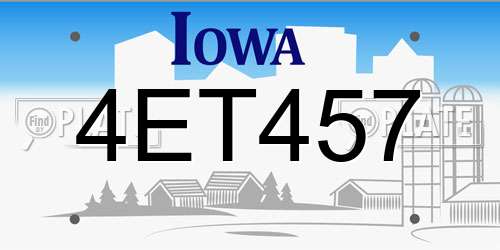 4ET457 Iowa License Plate