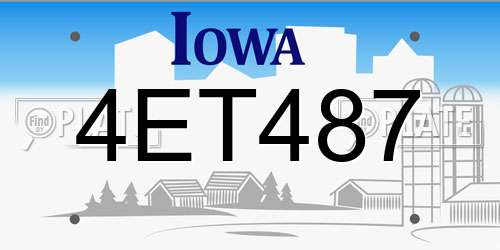 4ET487 Iowa License Plate