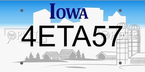 4ETA57 Iowa License Plate