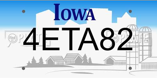 4ETA82 Iowa License Plate