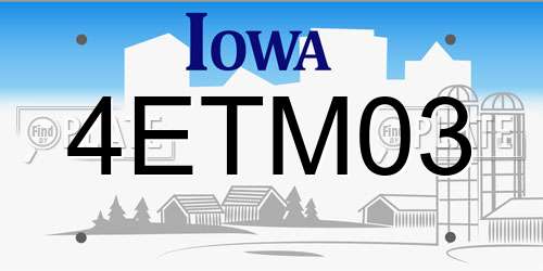 4ETM03 Iowa License Plate