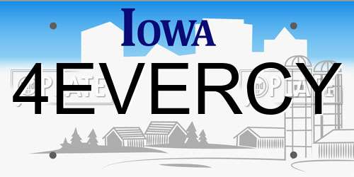 4EVERCY Iowa License Plate