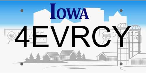 4EVRCY Iowa License Plate