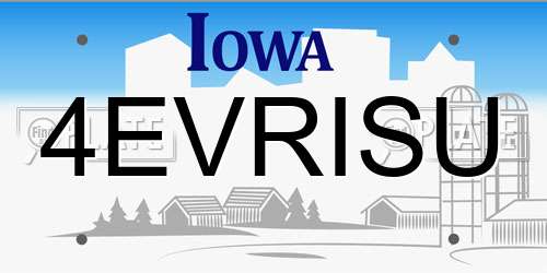4EVRISU Iowa License Plate