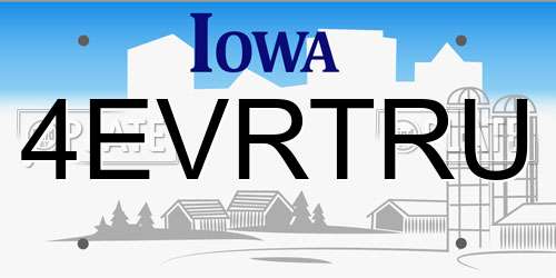 4EVRTRU Iowa License Plate