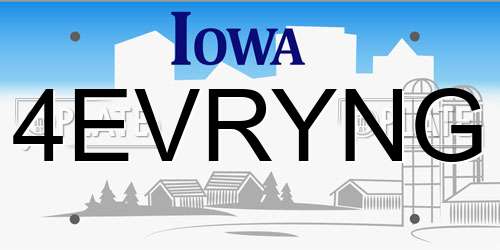 4EVRYNG Iowa License Plate