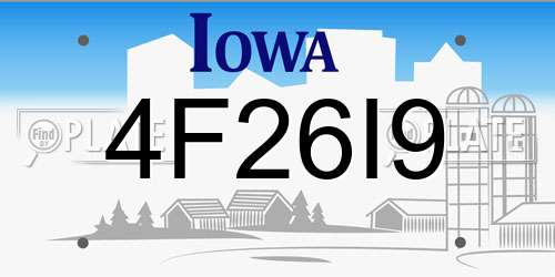 4F26I9 Iowa License Plate