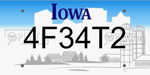 4F34T2 Iowa License Plate