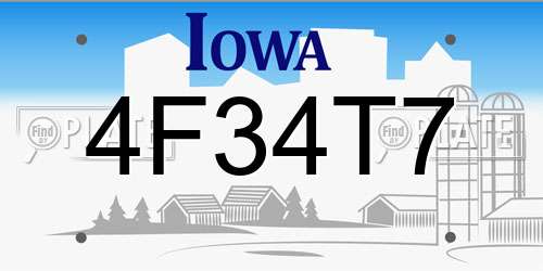 4F34T7 Iowa License Plate