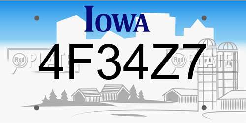 4F34Z7 Iowa License Plate