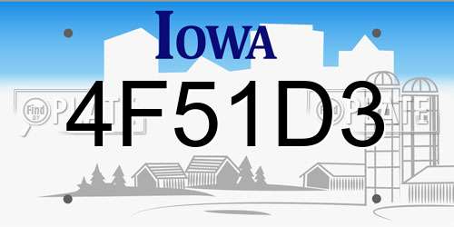 4F51D3 Iowa License Plate