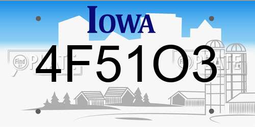4F51O3 Iowa License Plate