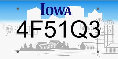 4F51Q3 Iowa License Plate