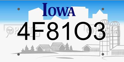 4F81O3 Iowa License Plate