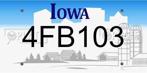 4FB103 Iowa License Plate