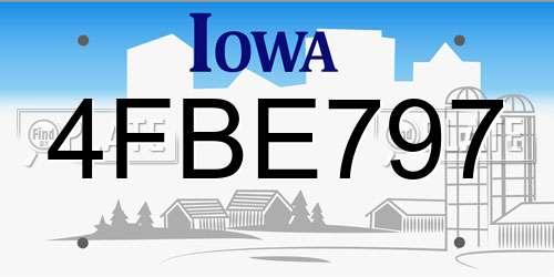 4FBE797 Iowa License Plate