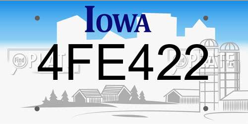 4FE422 Iowa License Plate