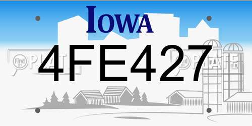 4FE427 Iowa License Plate