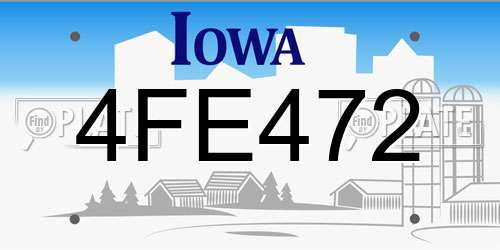 4FE472 Iowa License Plate