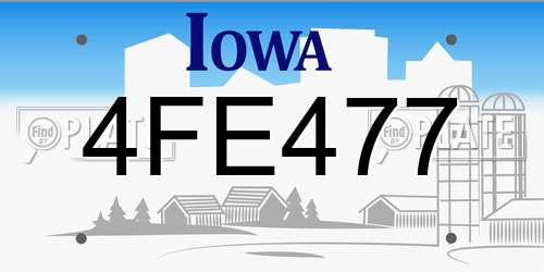 4FE477 Iowa License Plate