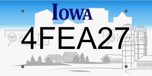 4FEA27 Iowa License Plate