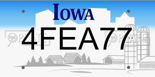 4FEA77 Iowa License Plate