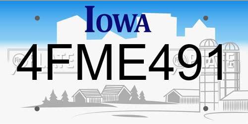 4FME491 Iowa License Plate
