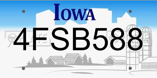 4FSB588 Iowa License Plate