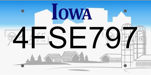 4FSE797 Iowa License Plate