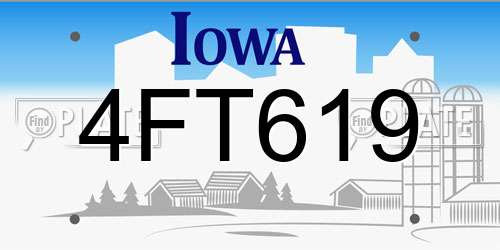 4FT619 Iowa License Plate