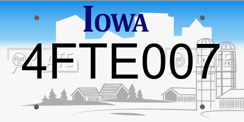 4FTE007 Iowa License Plate
