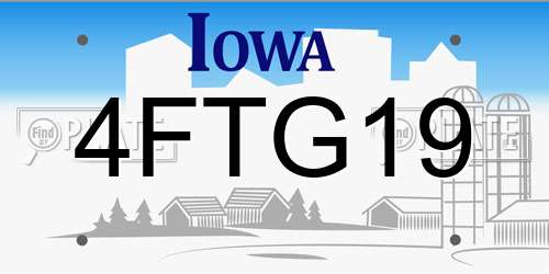 4FTG19 Iowa License Plate