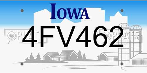 4FV462 Iowa License Plate