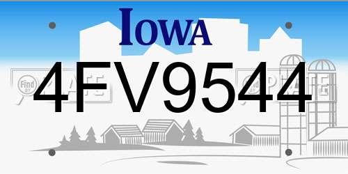 4FV9544 Iowa License Plate