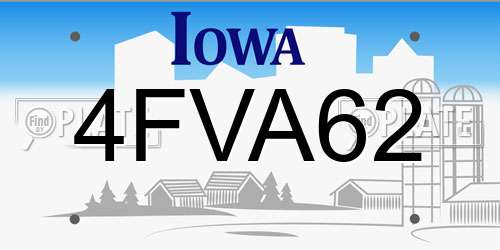 4FVA62 Iowa License Plate