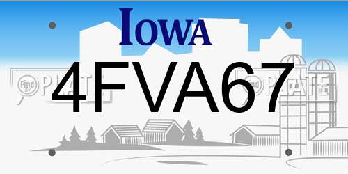 4FVA67 Iowa License Plate