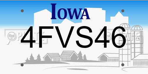 4FVS46 Iowa License Plate
