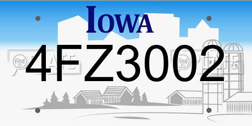 4FZ3002 Iowa License Plate