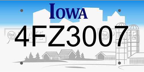 4FZ3007 Iowa License Plate