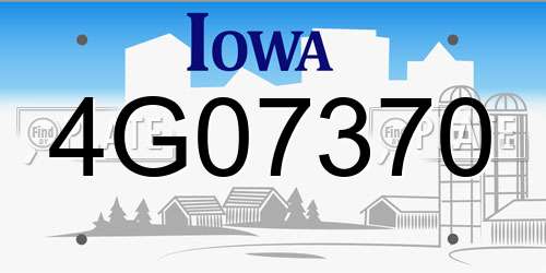 4G07370 Iowa License Plate